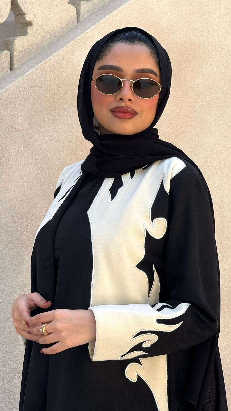 Black & White Winter Abaya